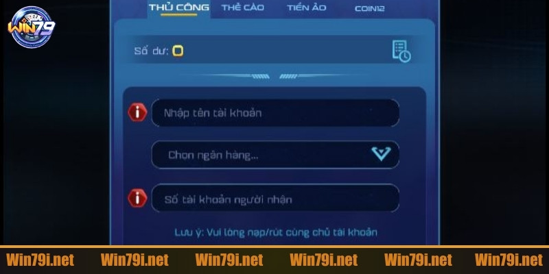 Rút tiền Win79 thông qua ngân hàng